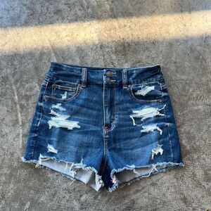American Eagle Curvy Hi-Rise Shortie Distressed Denim Shorts Women's Size 6